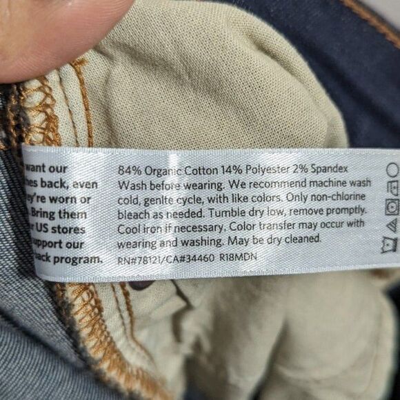 Eileen Fisher Jeans Women Sz 8 Raw Hem Blue Straight Leg Mid Rise Denim Pants - Picture 5 of 6